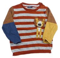 Farebný sveter s prúžkami a lvem Next
