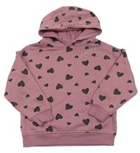 Ružová mikina so srdiečkami a kapucňou zn. Primark
