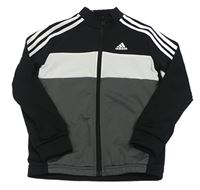 Černo-bílo-šedá sportovní propínací mikina s logem Adidas