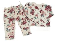 2set- Smetanová květinová mikina+ tregíny H&M