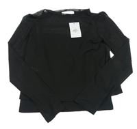 Nové- černé tylové crop triko se všitým topem Primark