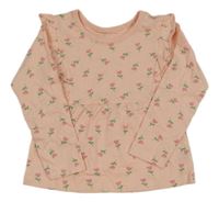 Světlerůžové květinové triko 