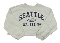 Bielo-sivá melírovaná crop mikina s nápisom H&M