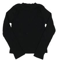 Černé žebrované crop triko TU