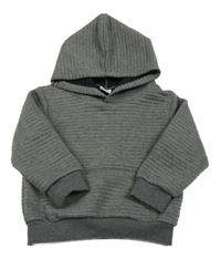 Sivá rebrovaná mikina s kapucňou