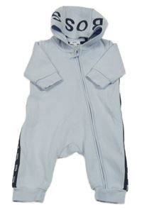 Svetlomodrý silnější overal s kapucňou s nápisom Hugo Boss