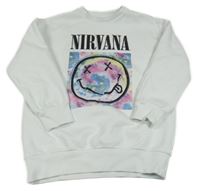 Biela mikina s potiskem Nirvana