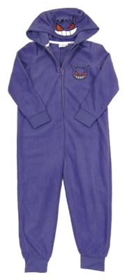 Fialová fleecová kombinéza s kapucí- příšerka 
