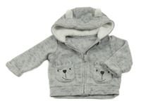 Šedá chlupatá propínací mikina s medvídky a oušky Nutmeg