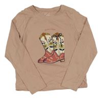 Svetloružové tričko s barevnými kozačkami Primark