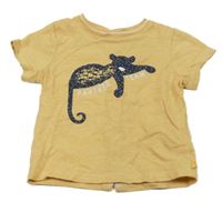 Světlehnědo-oranžové tričko s panterem