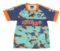 Tmavomodro-mintovo farebné vzorované funkčné tričko MASITA