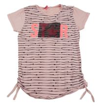 Růžovo-černé pruhované tričko se síťkou 