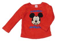 Červená chlpatá mikina s Mickeym Disney