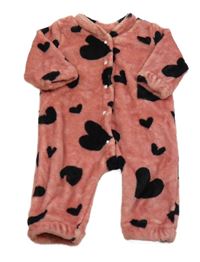 Ružový chlpatý overal so srdiečkami