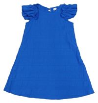 Modré šaty s volánikovymi rukávy Shein