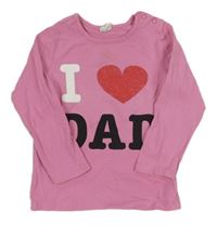 Růžové triko s nápisem a srdcem H&M