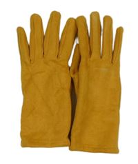 Hořčicové semišové zateplené rukavice 