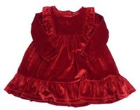 Červené sametové šaty s volánky F&F