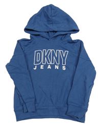 Tmavomodrá mikina s logom a kapucňou DKNY