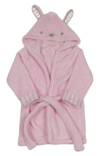 Světlerůžový chlupatý župan s ušima a kapucí 
