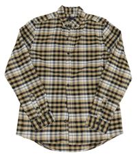 Béžovo-černo-bílá kostkovaná košile Next