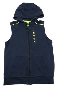 Tmavomodrá prepínaci tepláková vesta s nápisom a kapucňou F&F