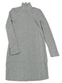 Sivé úpletové rebrované šaty Shein