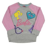 Sivo-ružová melírovaná mikina s Barbie character