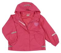 Ružová šušťáková nepromokavá bunda so srdiečkom a kapucňou Impidimpi