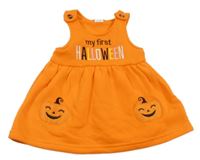 Oranžové teplákové na traké šaty s dýněmi