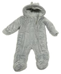 Sivá chlpatá zateplená kombinéza s kapucňou Next