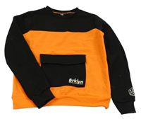 Čierno-neónově oranžová mikina s vreckom C&A