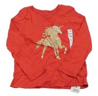 Nové - Červené tričko s jednorožcom Dunnes