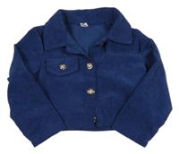 Tmavomodrá crop menšestrová bunda s gombíky shein