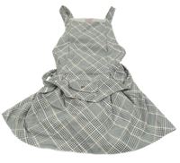 Bielo-sivo-hnedé kárované šaty s opaskom