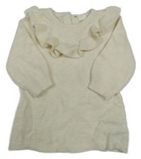 Smetannové pletené šaty s volánikom H&M