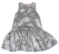 Fialovo-strieborné vzorované šaty
