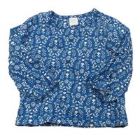 Modré tričko s kvietkami Miniclub