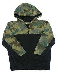 Černo-khaki mikina s kapucňou Nutmeg
