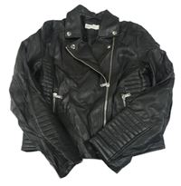 Černý koženkový podšitý crop křivák H&M