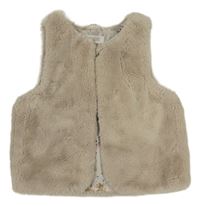 Béžová kožušinová pošitá vesta H&M