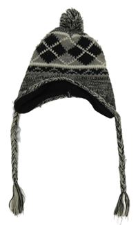Šedo-černá pletená podšitá ušanka Gelert