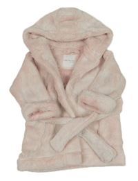 Svetloružový chlpatý župan s kapucňou Next