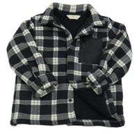 Černo-šedo-bílá kostkovaná zateplená košilová bunda F&F