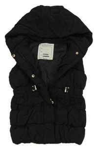 Čierna šušťáková zateplená vesta s kapucňou River Island