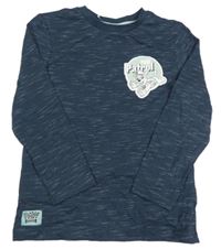 Nové - Tmavomodré melírované triko s Marshallem George 