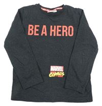 Tmavosivé tričko s nápisom Marvel