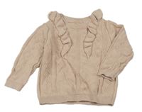 Staroružový vzorovaný sveter s volánikmi Tu