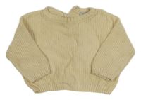 Béžový rebrovaný oversize sveter Smile